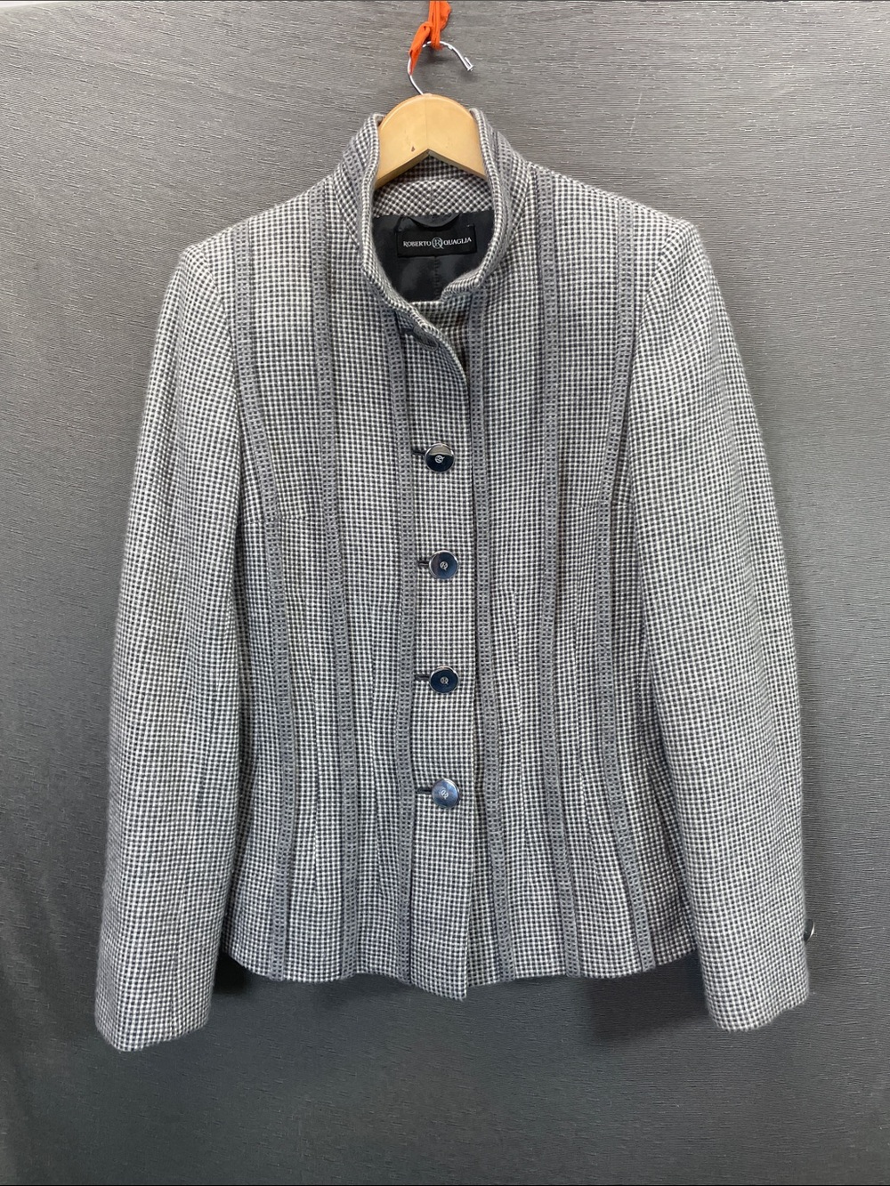 Roberto Quaglia wole, cashmere,angora Checked Stand Collar Blazer